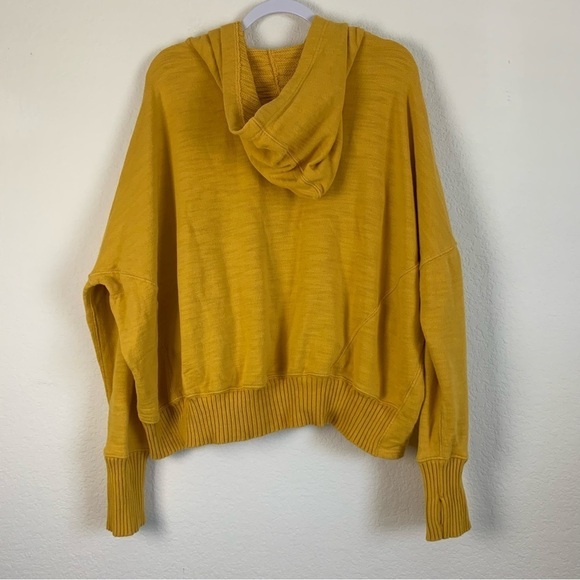 Free people movement Womens yellow honey dove pull over hooded sweater L - Picture 3 of 10
